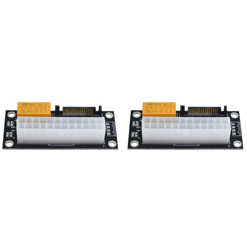 2PCS Dual PSU Power Supply Sync Adapter Add2Psu ATX 24Pin to SATA Molex SyncB3P8