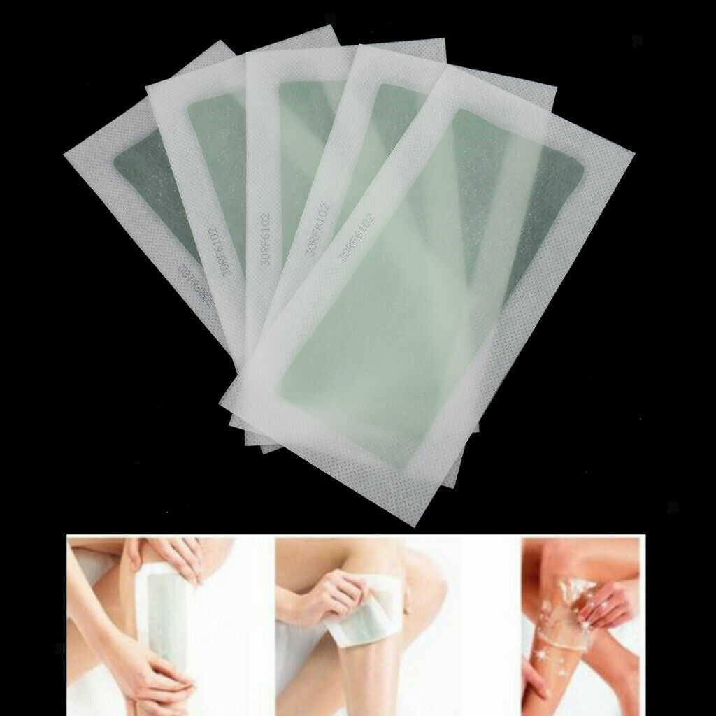 10 Pieces Double Side Cold Wax Hair Removal Strips for Leg Body Facial Hair