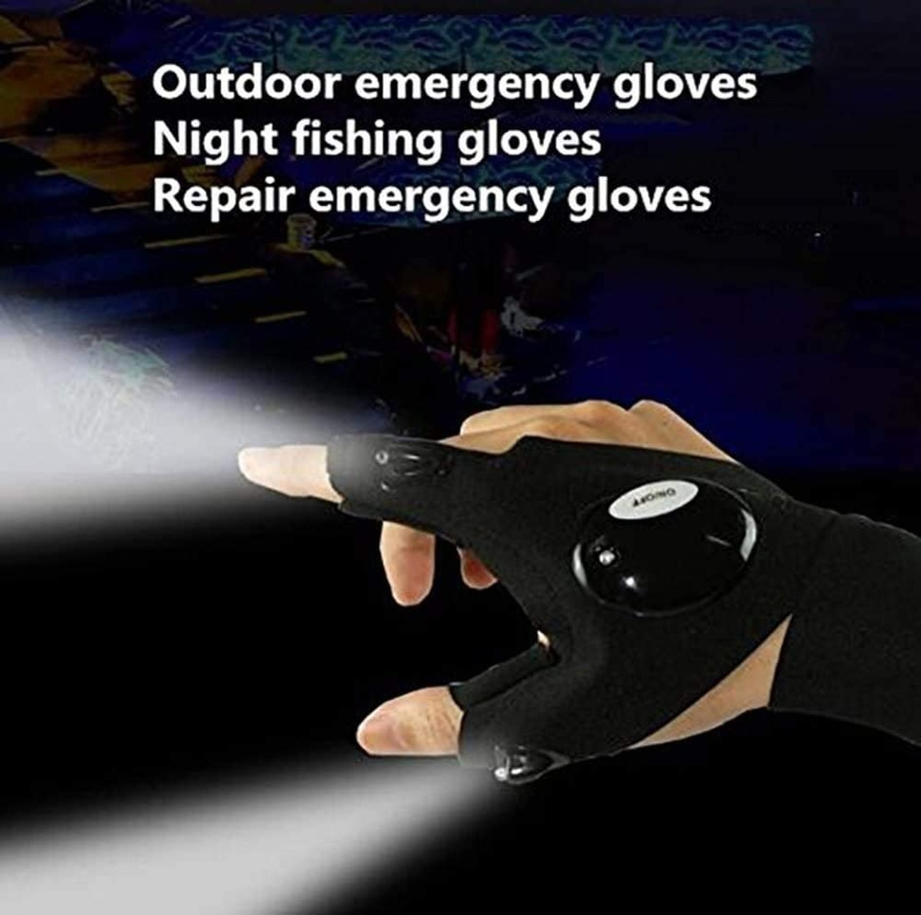 Flashlight Gloves Fingerless LED for Working in Darkness Places Fishing Repair