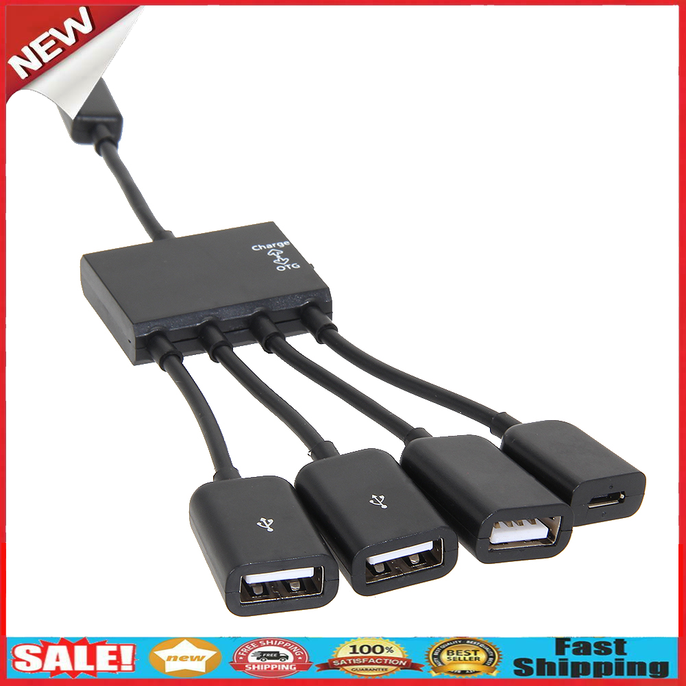 4 Port Micro USB Power Charging OTG Hub Cable for Sumsung Android PC @