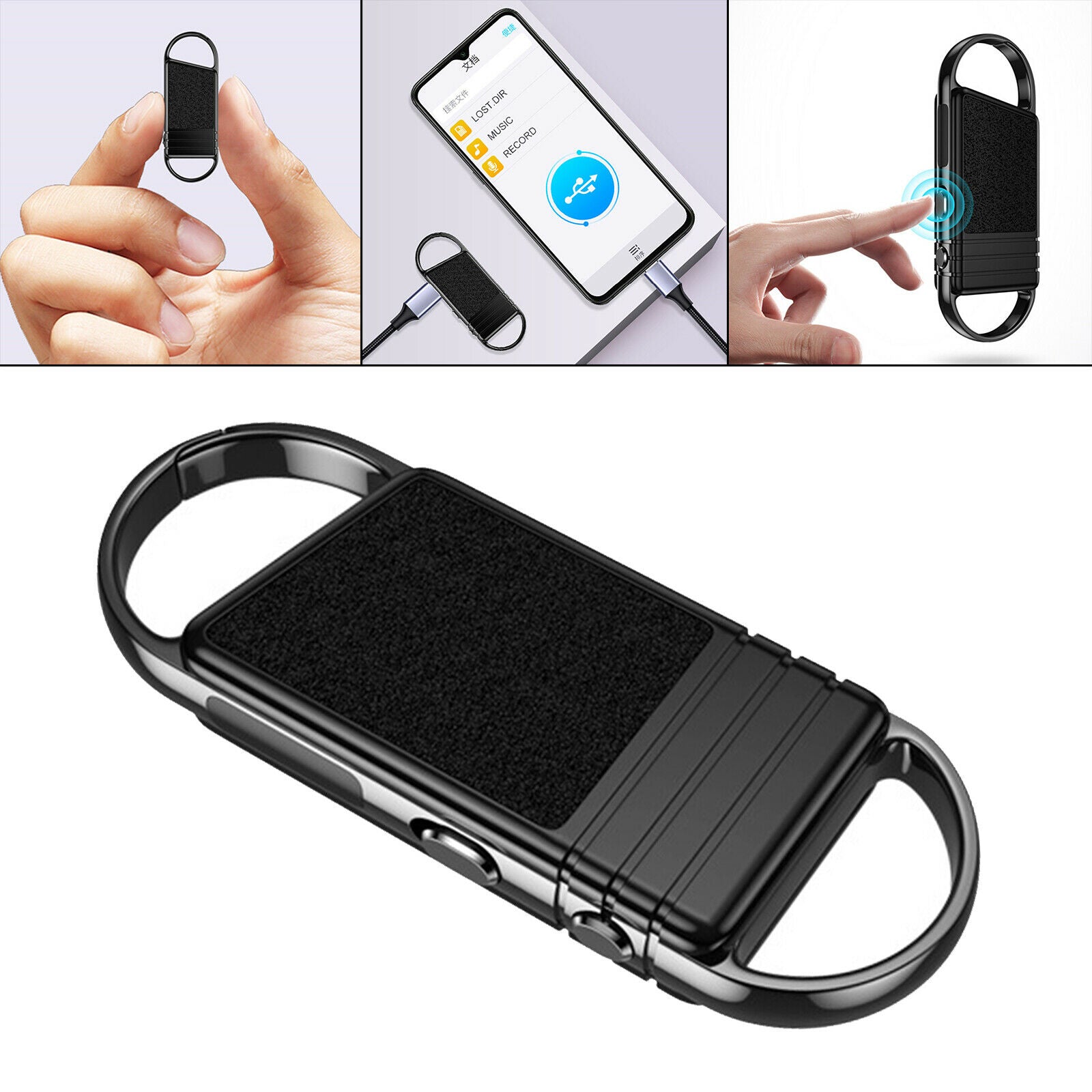 Wearable Keychain Voice Recorder Mini 130mAh 8GB for Meeting Interview Home
