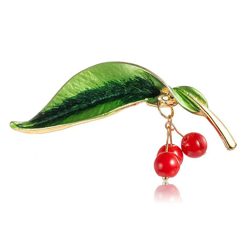 Enamel Cherry Piercing Brooch Pin Collar Decor Badge Corsage Jewelry Women G.DD