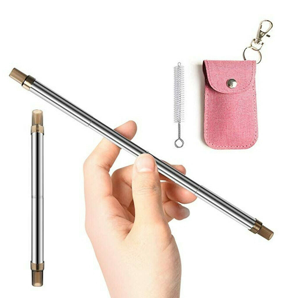 Stainless Steel Foldable Drinking Straw Tumblers Sucker Pipe with Carry Bag S