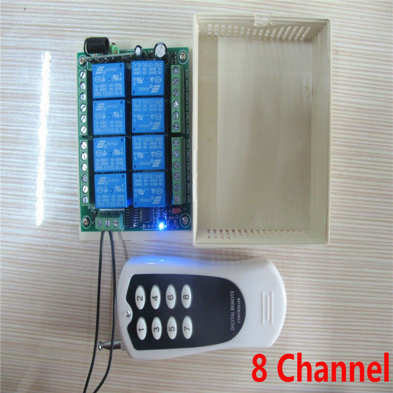 8-CH Channel DC 12V Relay RF Switch 1000m Remote Control Transmitter+ Receiver