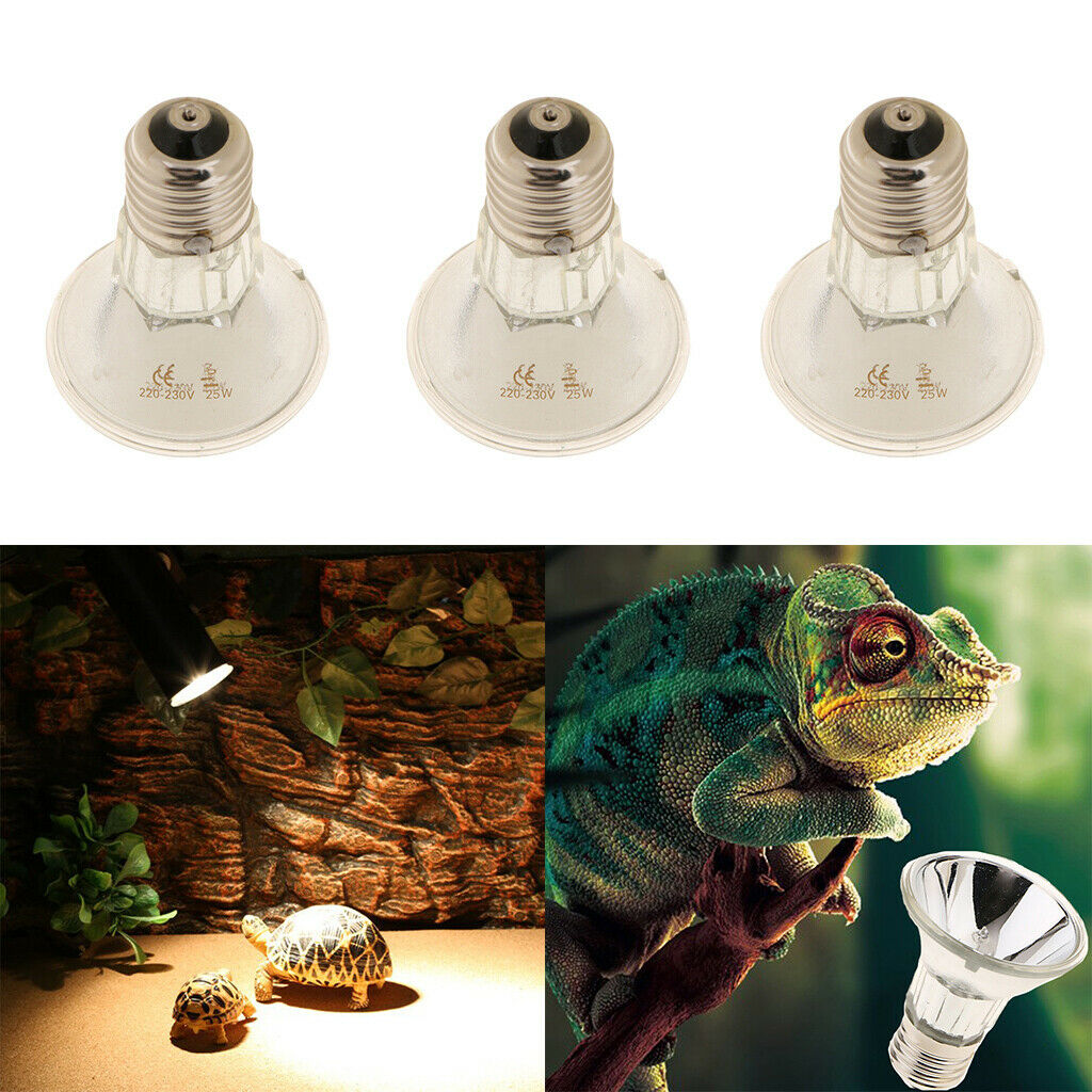 3pcs E27 Reptile Halogen Spotlight Full Spectrum UVA UVB Heating Light 25W