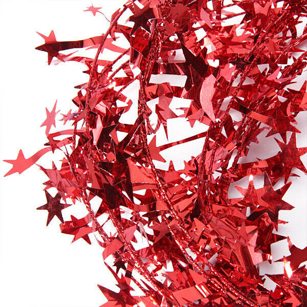 23 Ft Red-Star Shaped Tinsel Wire Garland Christmas Tree Party Decoration