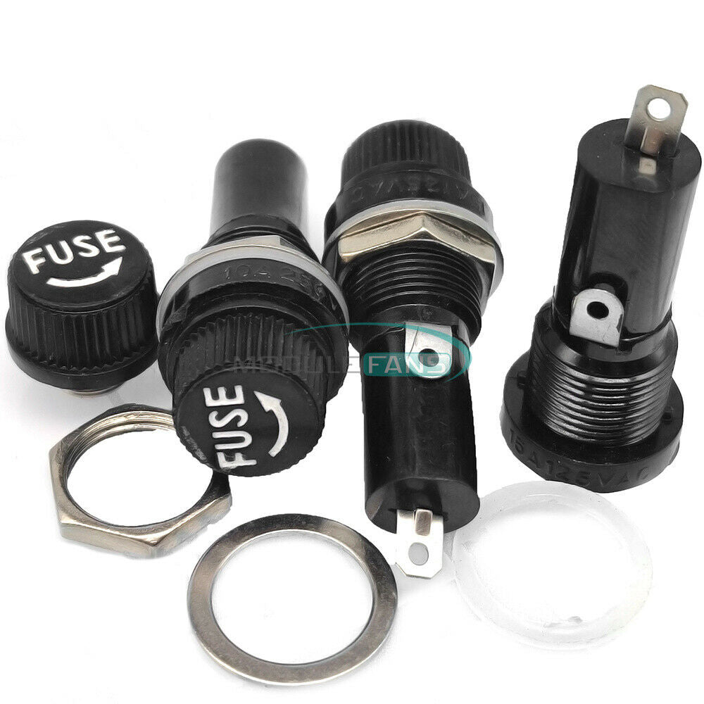 5x Panel Mounted Screw Glass 6x30mm Fuse Holder Bolt-On Car/Truck/Boat 12V-24VDC