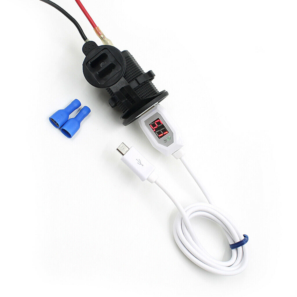 Motorcycle Waterproof Cigarette Lighter with USB Phone Charger LED Voltmeter