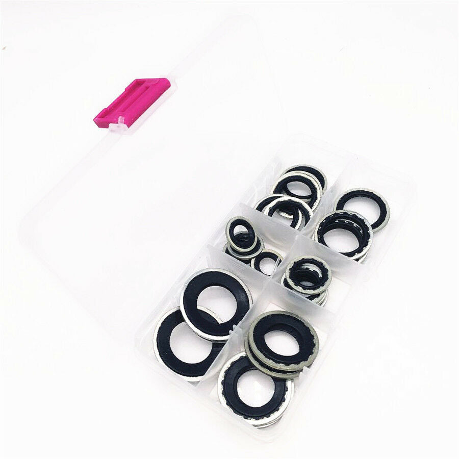 28 Pcs Alloy Metal Automotive Air Conditioning Compressor Gaskets, 6 Kinds Sizes