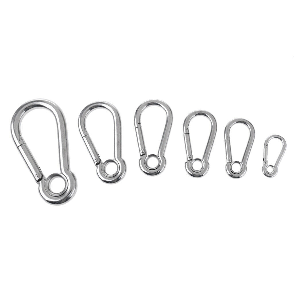 2X Stainless Steel Climbing Carabiner with Eye for Climbing/ Hiking 5 x 50 mm