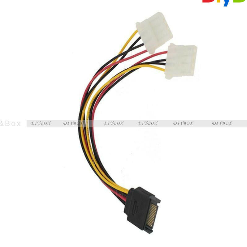 SATA 15 Pin Male to 2 Female 4 Pin Power Cable for IDE HDD DVD lot wholesale
