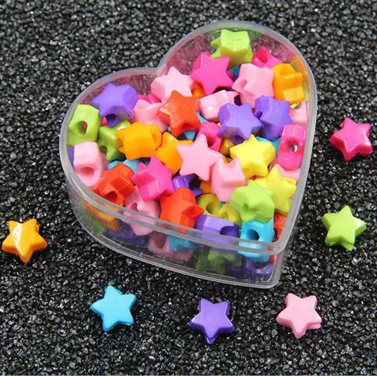 100pcs Mixed Colors Acrylic Star Beads baby Pacifier clip Jewelry Accessories