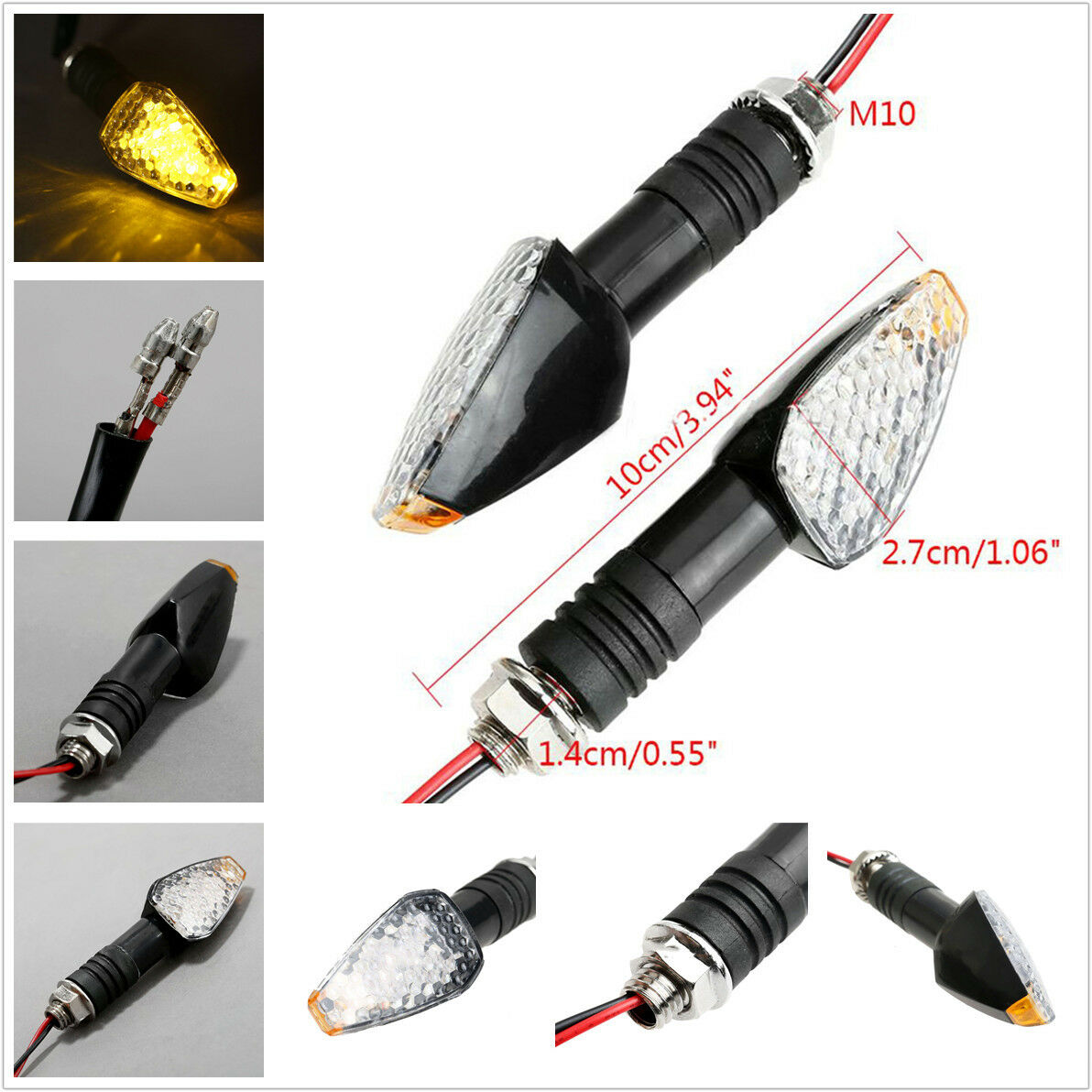 4pcs Universal Motorcycle Amber LED Sidemarker / Turn Signal Light Flasher Bulb