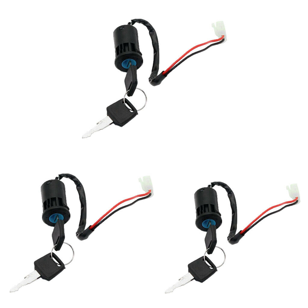 3x 2 Wire Ignition Key Switch Lock & 6 Keys for Scooter Dirt Bike Moped ATV