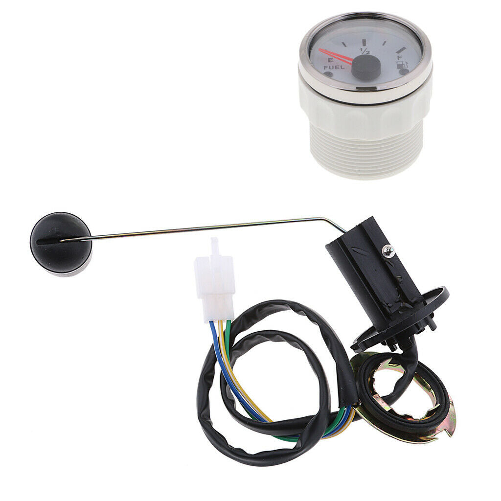 White 52mm Marine Boat Digital Fuel Level Meter Gauge With Fuel Sensor Kit