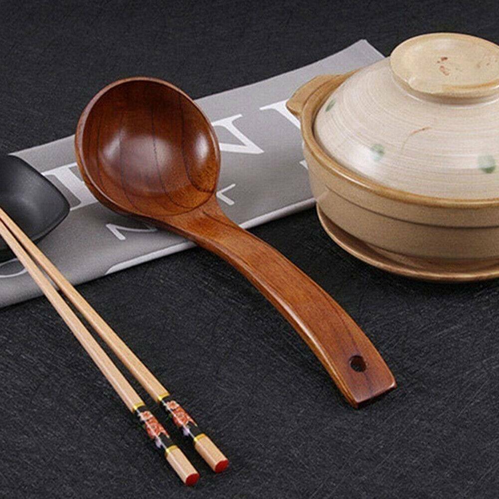 Long Handled Wooden Soup Spoons Bamboo Kitchen Cooking Utensil Tools Spoon Wood.