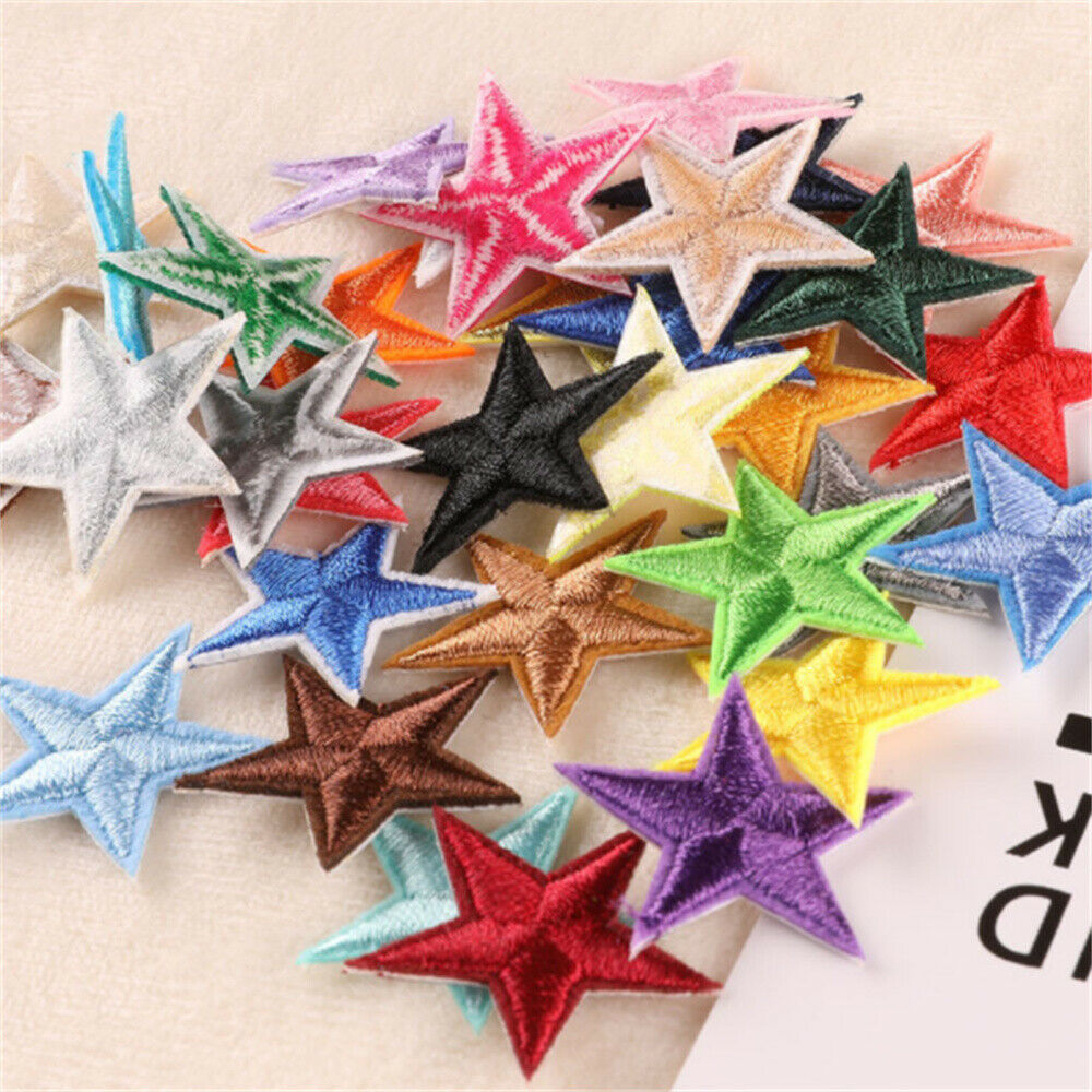20 Mix Lot Sew On Patches Fabric Stars DIY Crafting Embellishments Decors 3cm