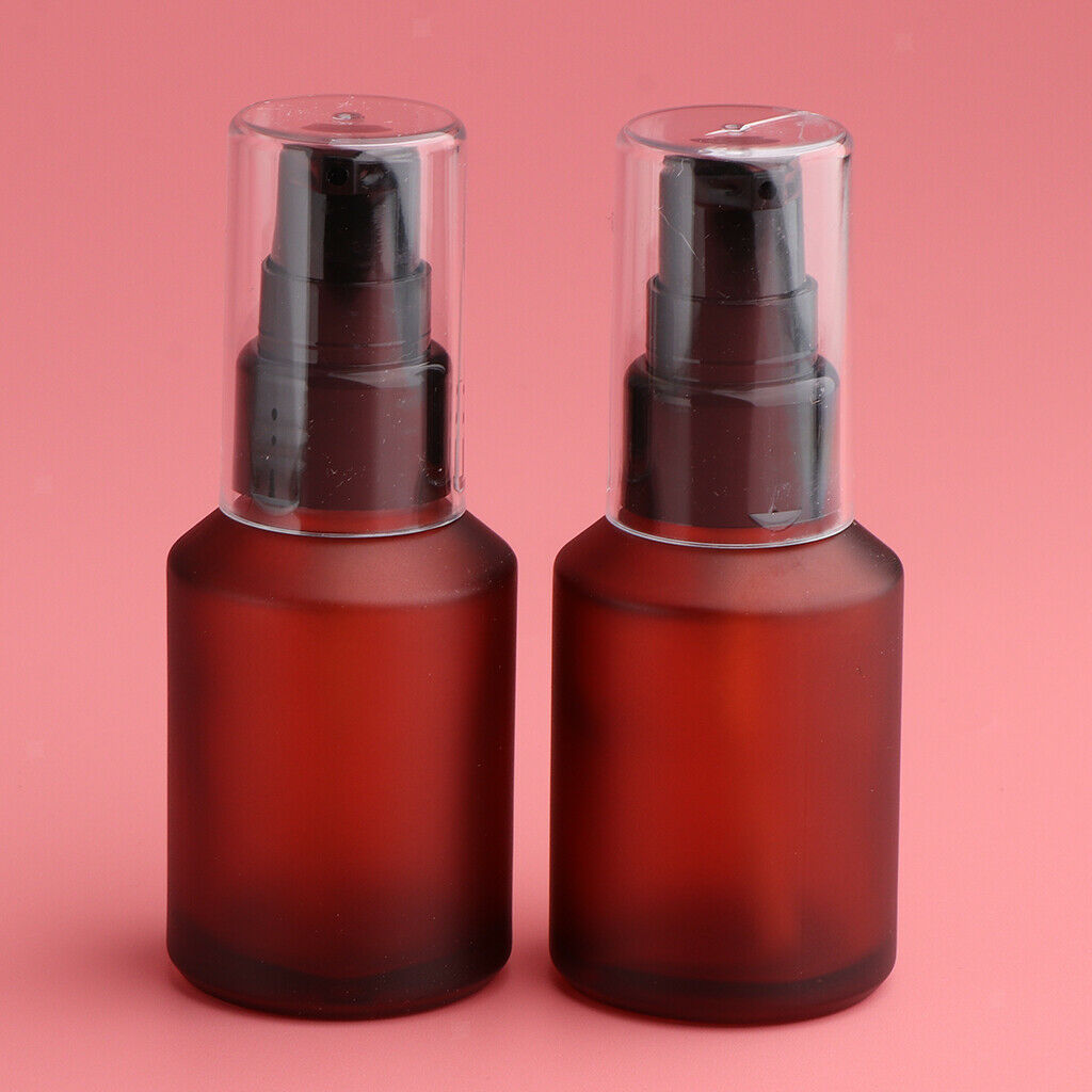 4pcs Empty Glass Pump Bottles Refillable Emulsion Lotions Bottle 30ml 100ml