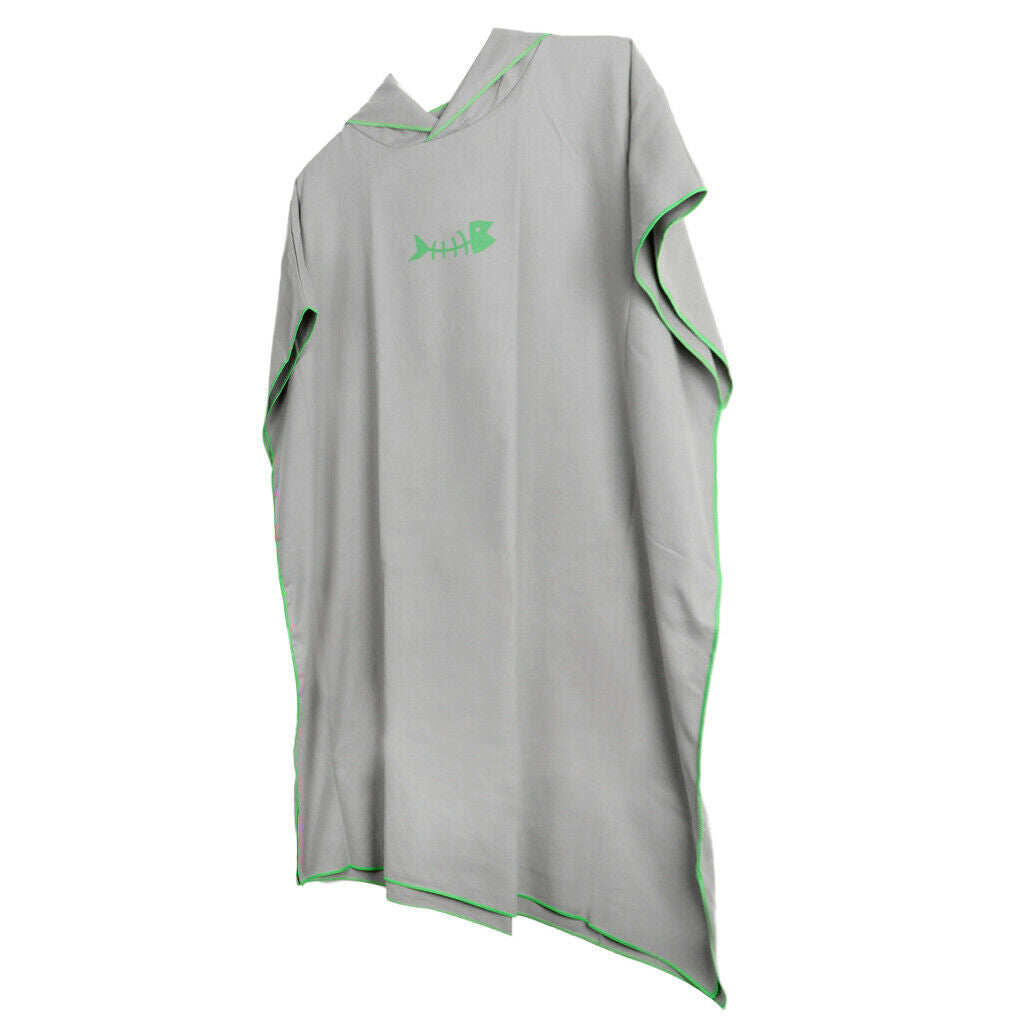 Quick-Dry Surf Beach Wetsuit Changing Towel Bath Robe Poncho w/ Hood Gray