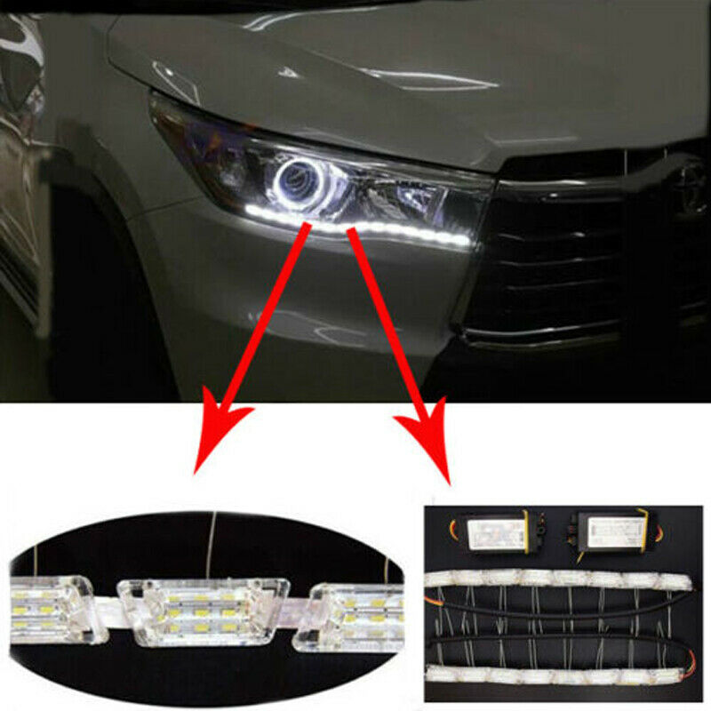 2x 12V Dual Color Tearful Eyes LED Turn Signal Daytime Running Light White Amber
