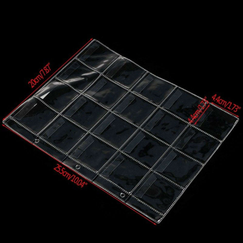1X Clear 20 Pockets Plastic Coin Holders Storage Collection Money Album Case