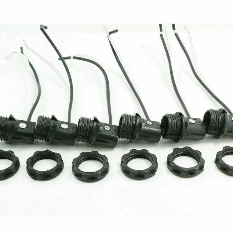 6 Pcs Candelabra Base E12 Lamp Holder Light Sockets 8" Wire Leads