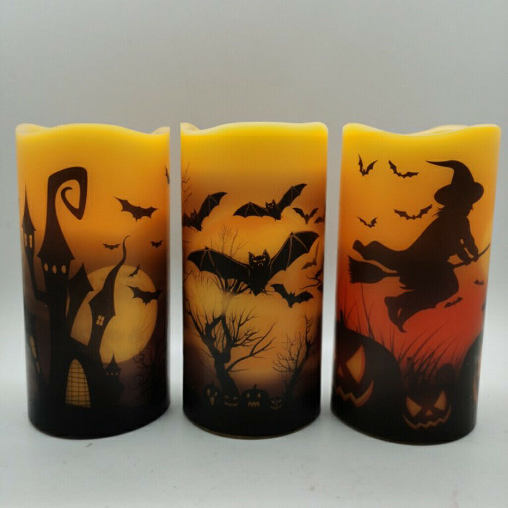 Electronic Candle Halloween Flameless 3pcs LED Dating Home Desktop Decor