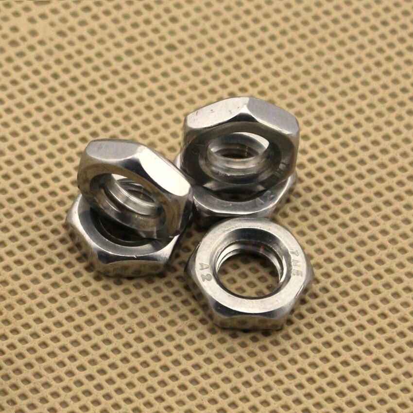 Qty 2 - M12 x 1.75mm Pitch Half Lock Nuts Hex Jam Nuts 304 A2 Stainless Steel