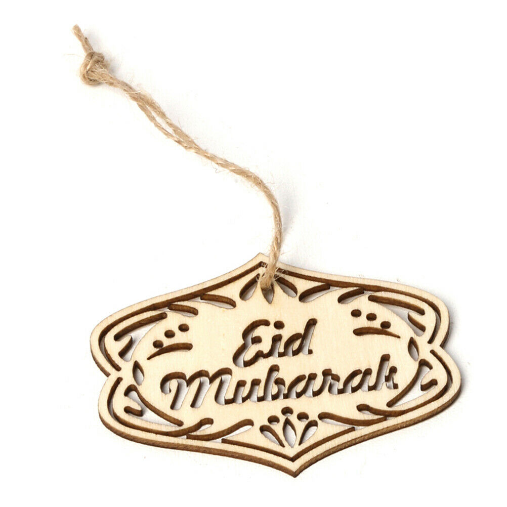 10pcs DIY Eid Mubarak Ornaments Wooden Hollow Pendants Crafts Ramadan Decor DD