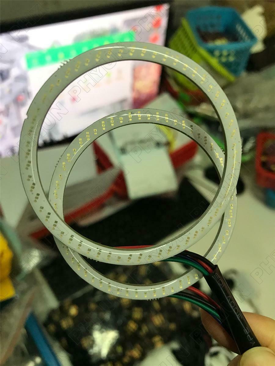 2x 60mm Angel Eyes RGB Headlight Halo Rings For Car Scooter Motorcycle Universal