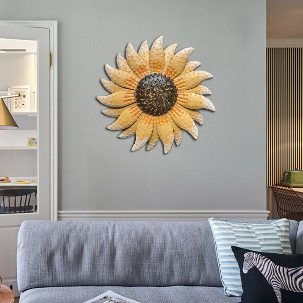 13 Inch Metal Sunflower Wall Art Decor Yard Porch Wall Hanging Sculpture