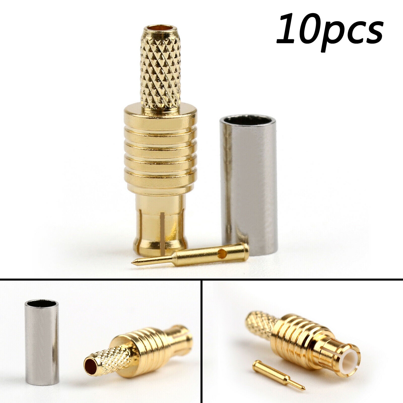 10Pcs MCX Male Plug Crimp Straight RF Connector For RG174 RG178 RG316 LMR100 AR