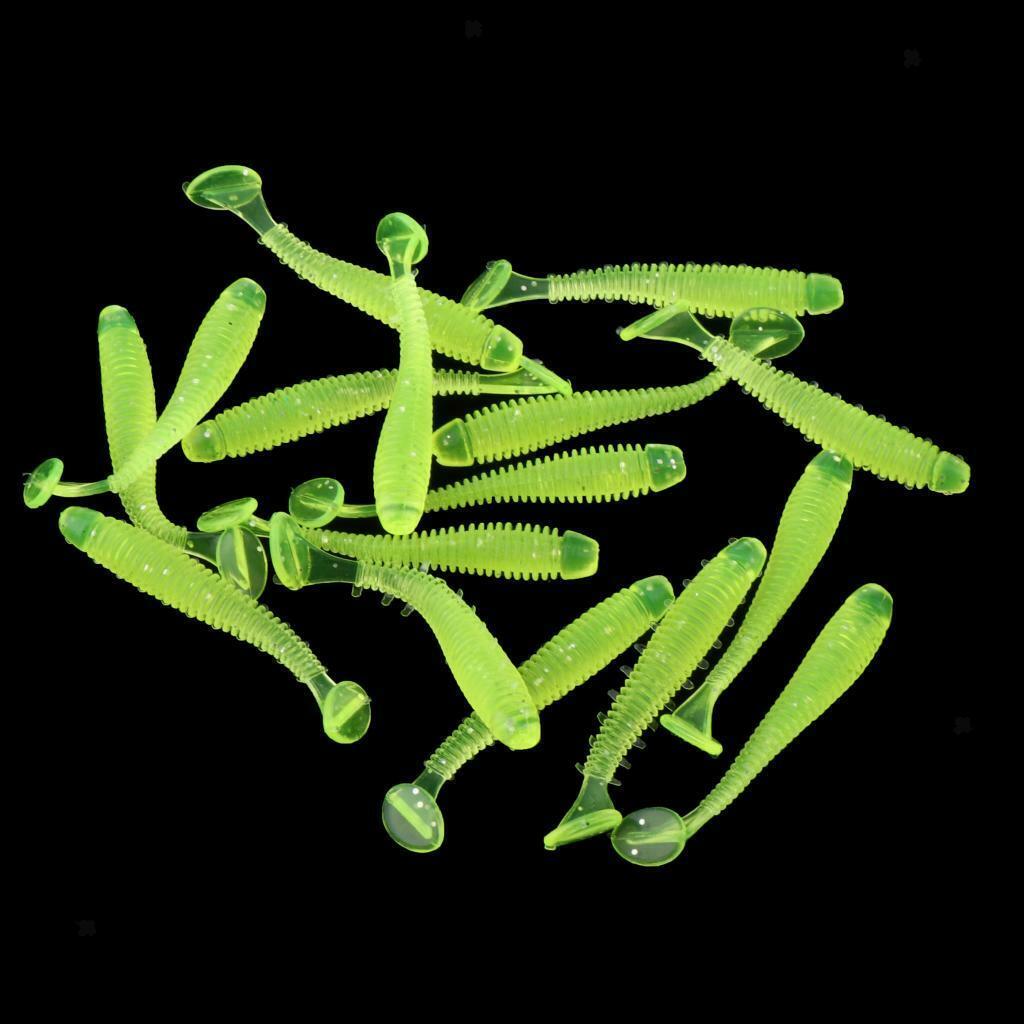 16x Worm Fishing Lures Soft Crank Baits T-tail Fish Tackle Lures 5cm Yellow