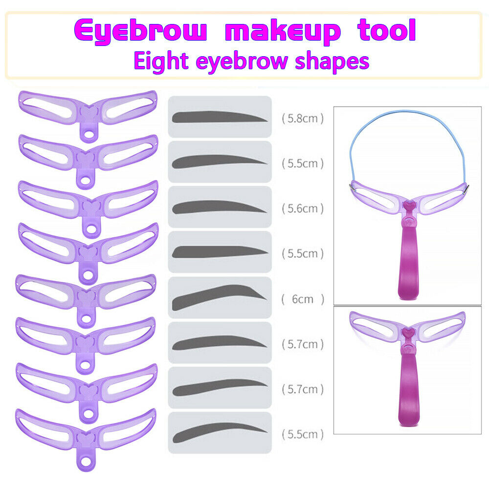 8 Eyebrow Stencils Shaper Grooming Kit Brow MakeUp Template Tool ReusableðŸ’™