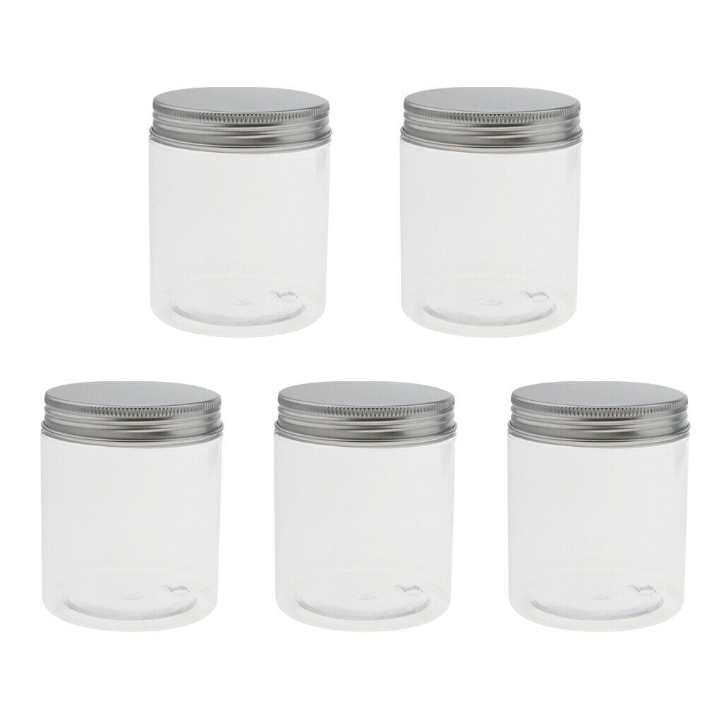 MagiDeal 5pcs 250ML Clear Plastic Pot Glass Container Bottle For