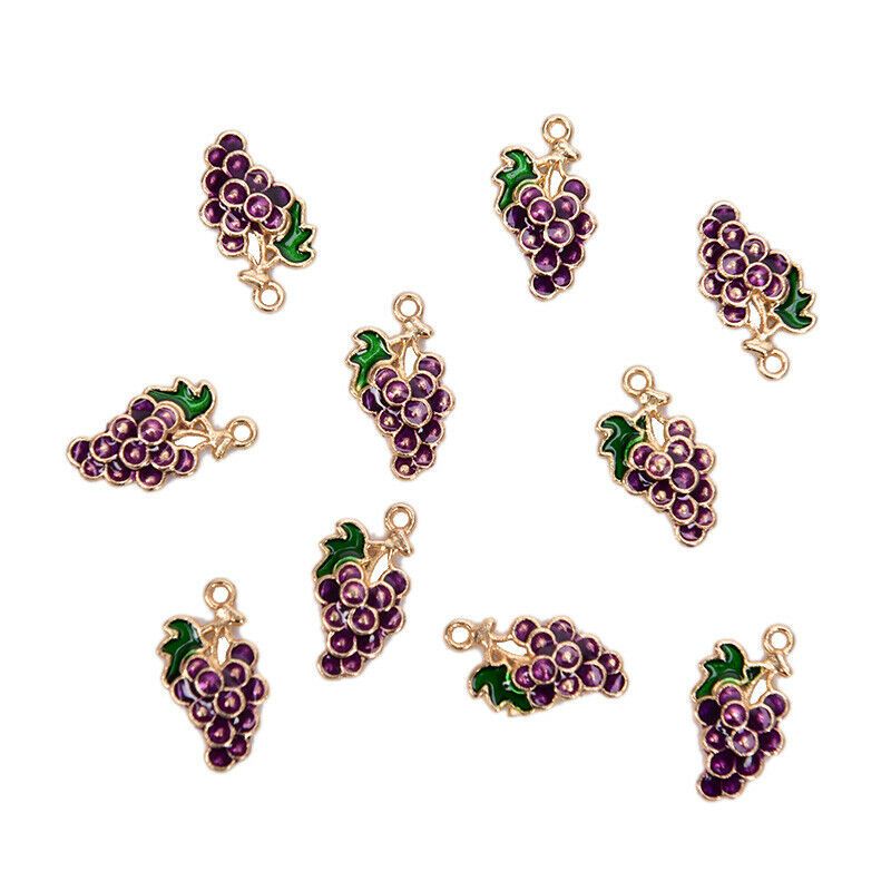 10Pcs/lot Alloy Enamel Grape Fruit Charms Pendants Craft DIY Jewelry Findings NC