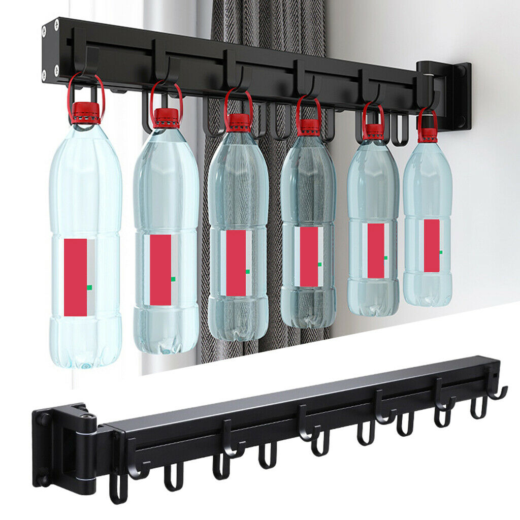 Retractable Folding Wall Mounted Clothes Drying Hanger Rack Garment Rack Bar