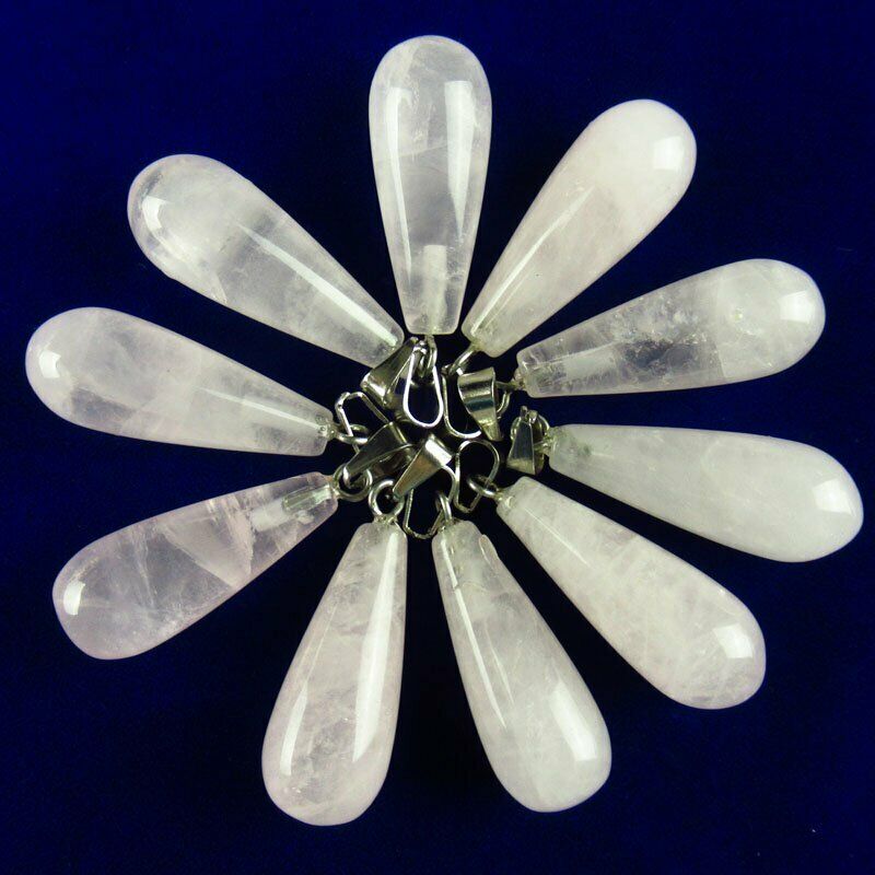 10pcs 35g Natural Rose Quartz Teardrop 29x10mm Pendant Bead A-96SK