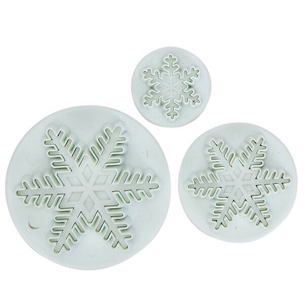 2x 3pcs Christmas Snowflake Fondant Cake Decorating Cutter Plunger Mold Tool DIY