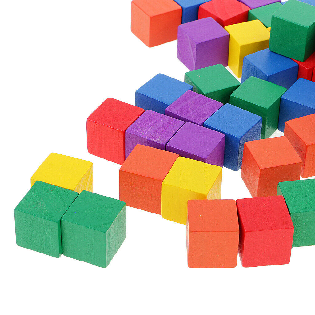 2X 100x Colored Wood Blocks Creative Games Color Cubes 0.78inch DIY Projects