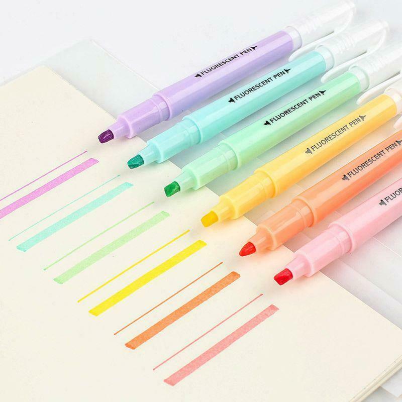 Candy Color Highlighter Pen Double Headed Fluorescent Marker Pen School Supplies