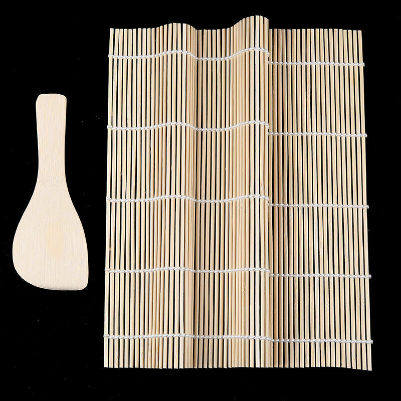 Bamboo Japanese Sushi Mat Rolling Maker With Rice Paddle Makisu DIY Cooking Tool