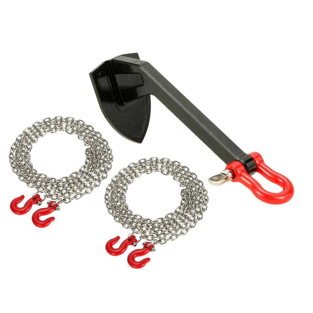 RC Winch Anchor w/ 2pcs Tow Chain for 1/10 TRX4 RC Rock Crawler Accessory