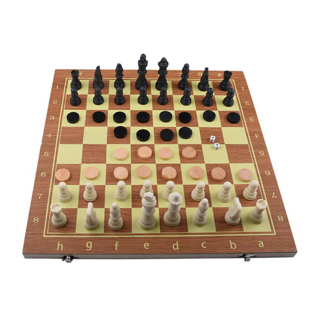 15x15 Inch Folding Wooden Chess Set Board Game
