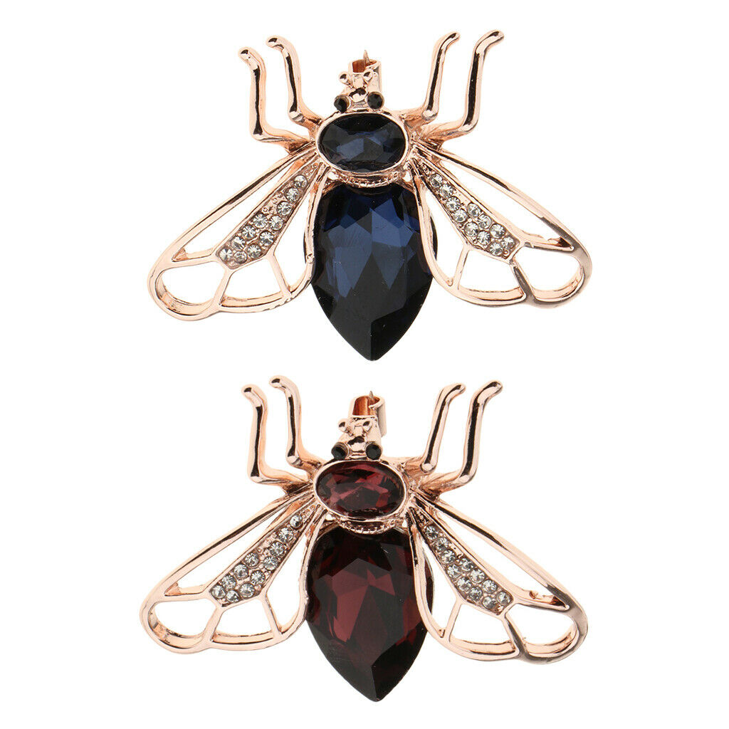 2pcs Crystal Rhinestone Insect Bee Brooches Pins for women Jewelry Gift