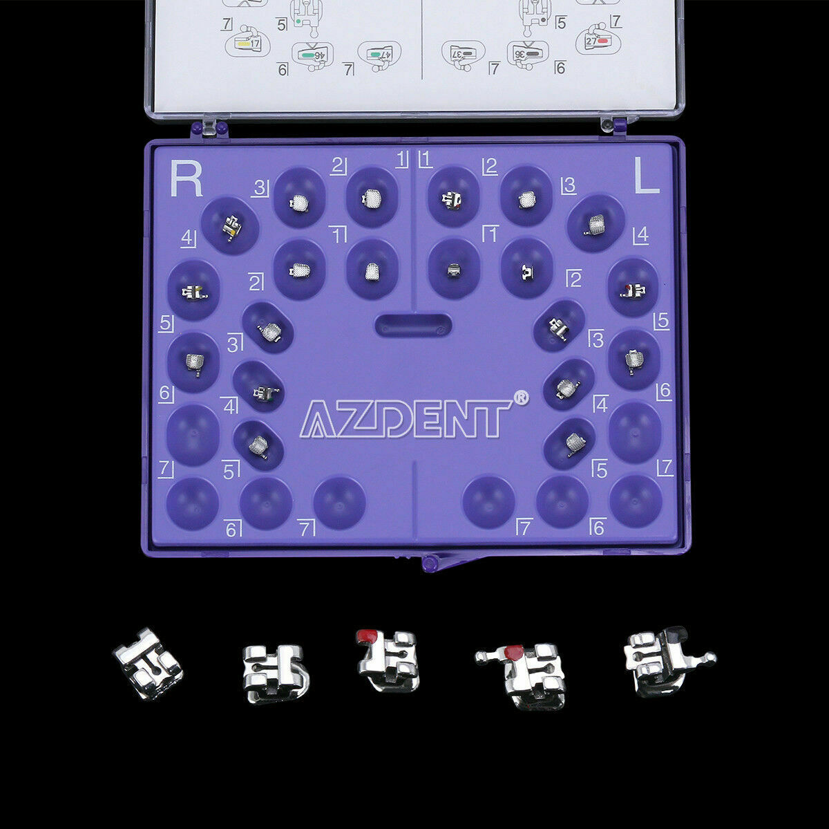 5Packs Dental Orthodontic Brackets Self-ligating MBT 0.022 345 With Hook AZDENT