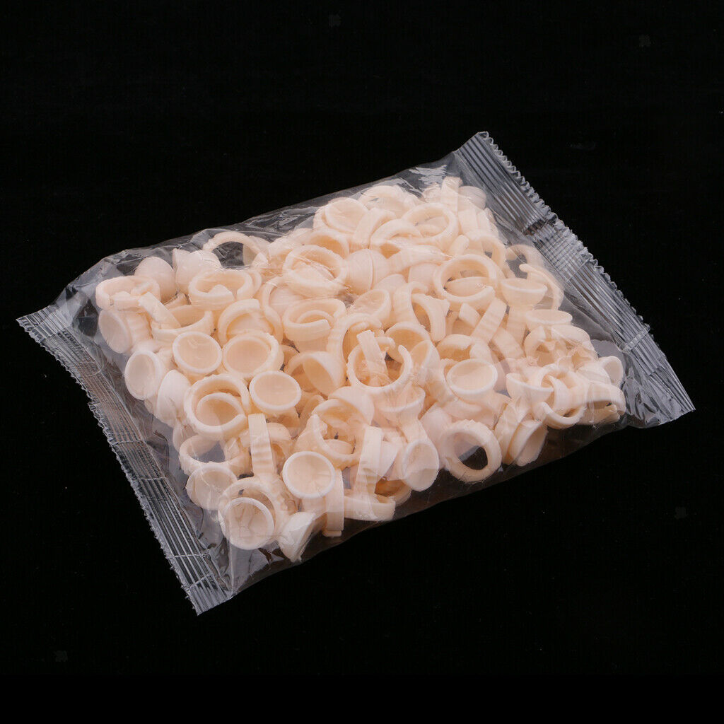 200pcs Silicone Pigment Rings Tattoo Ink Cups Makeup Ring Glue Holder S/M