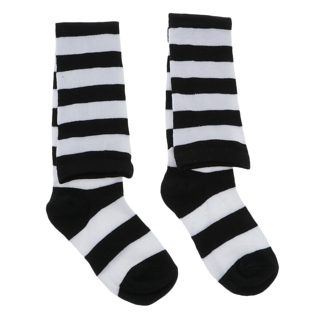 Women Striped Long Socks Causal Soft Knitted Stockings Tube Socks White