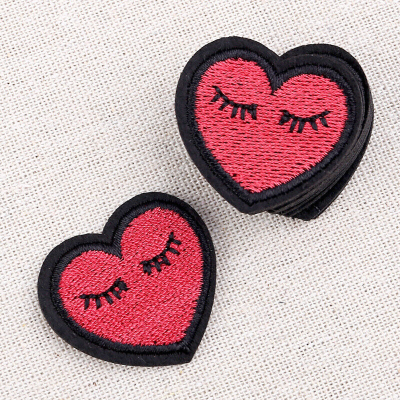 Lovely Heart Eyelashes Patches  Sewing Iron On DIY Embroidery Fabric Accessories