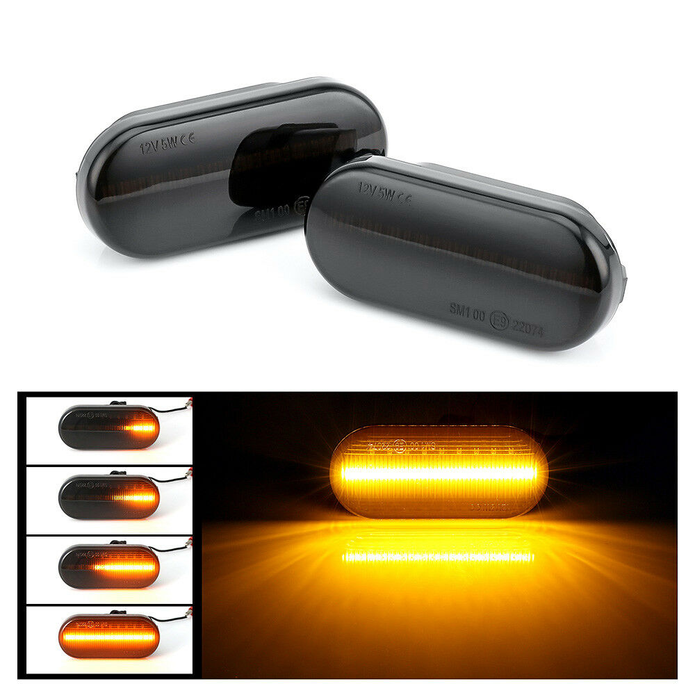 2X Smoked Sequential LED Side Marker signal Light Bulb for VW MK4 Jette Beetle